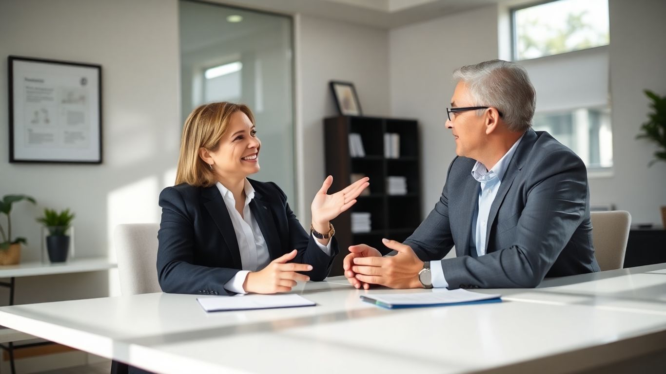 Berater und Kunde im Gespräch im Büro