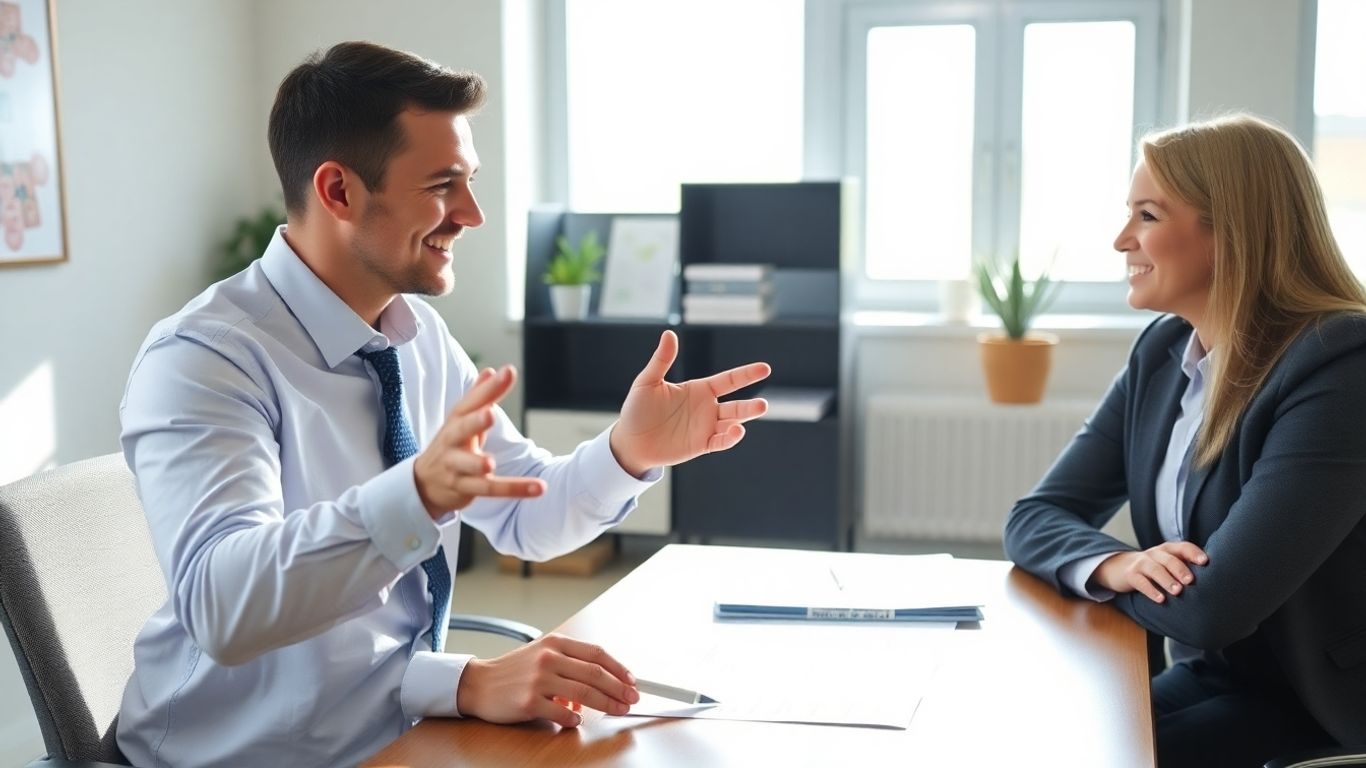 Versicherungsberater und Kunde im Gespräch
