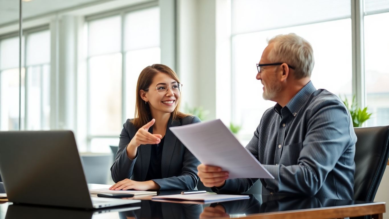 Versicherungsberater und Kunde im Gespräch