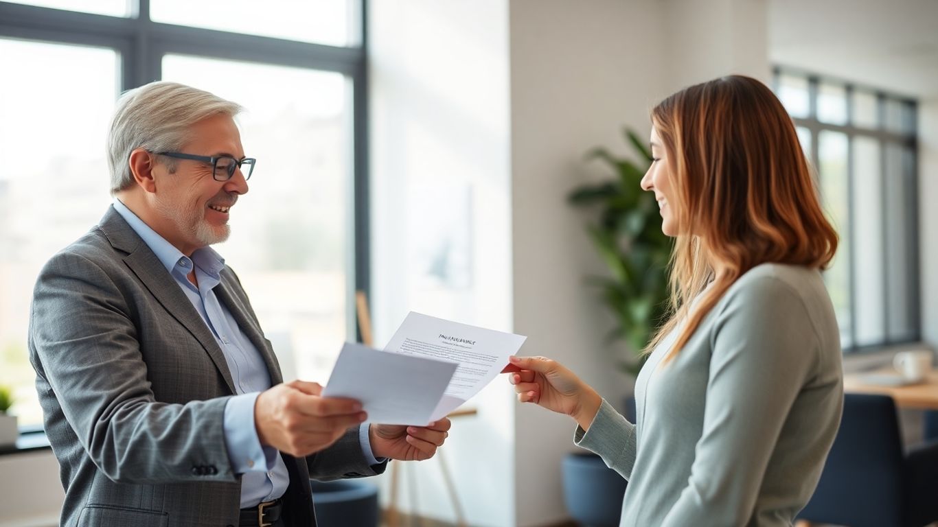 Versicherungsberater und Kunde im Gespräch im Büro