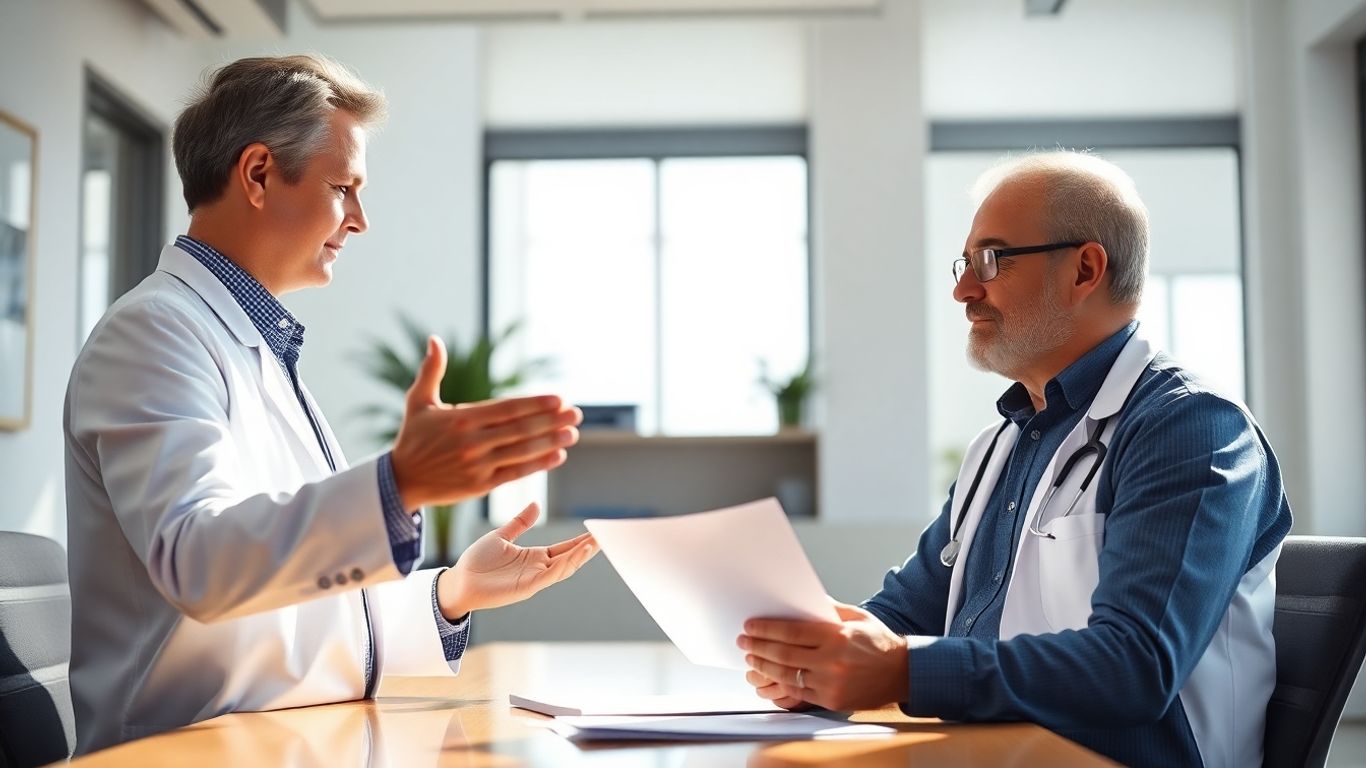 Arzt und Berater im Gespräch über Versicherung