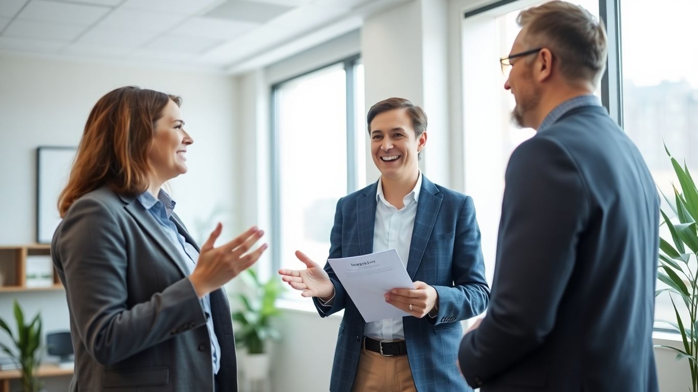 Berater und Kunde im Gespräch über Versicherung