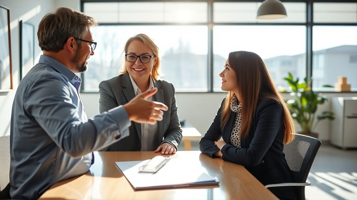 Versicherungsberater und Kunde im Gespräch im Büro