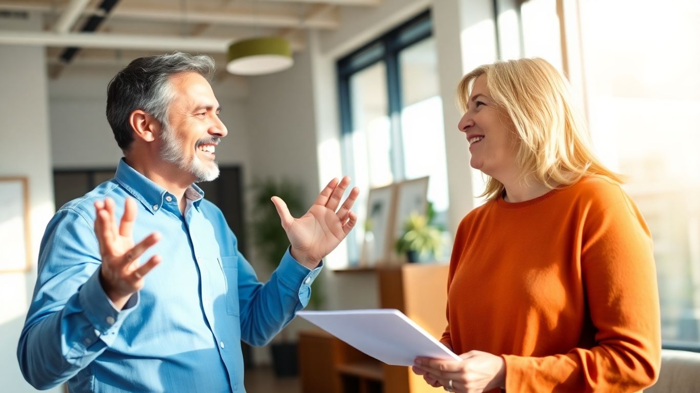 Versicherungsberater und Kunde im Gespräch im Büro