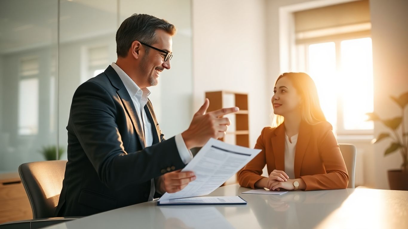 Berater und Kunde im Gespräch im Büro