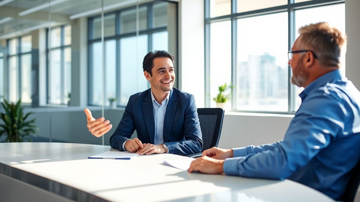 Berater und Kunde im Gespräch im Büro
