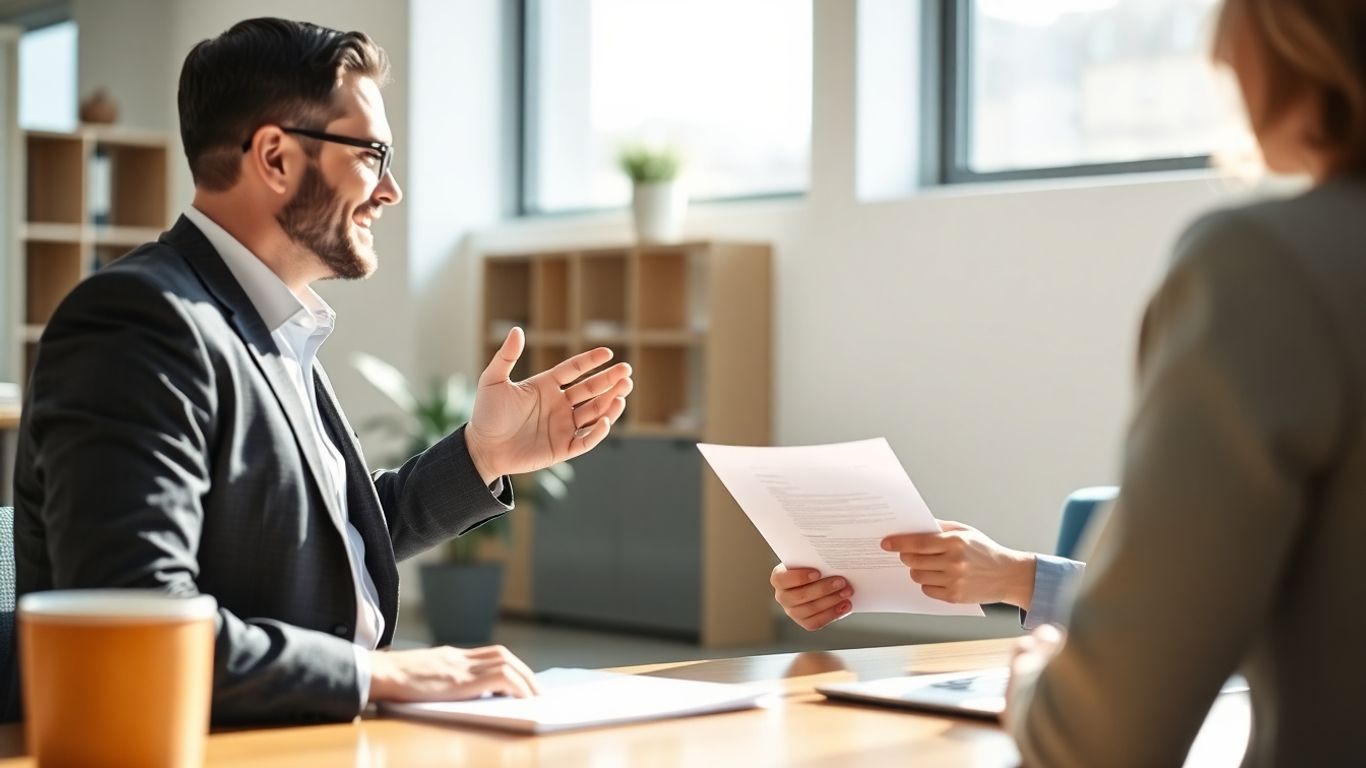 Berater und Kunde im Gespräch im Büro