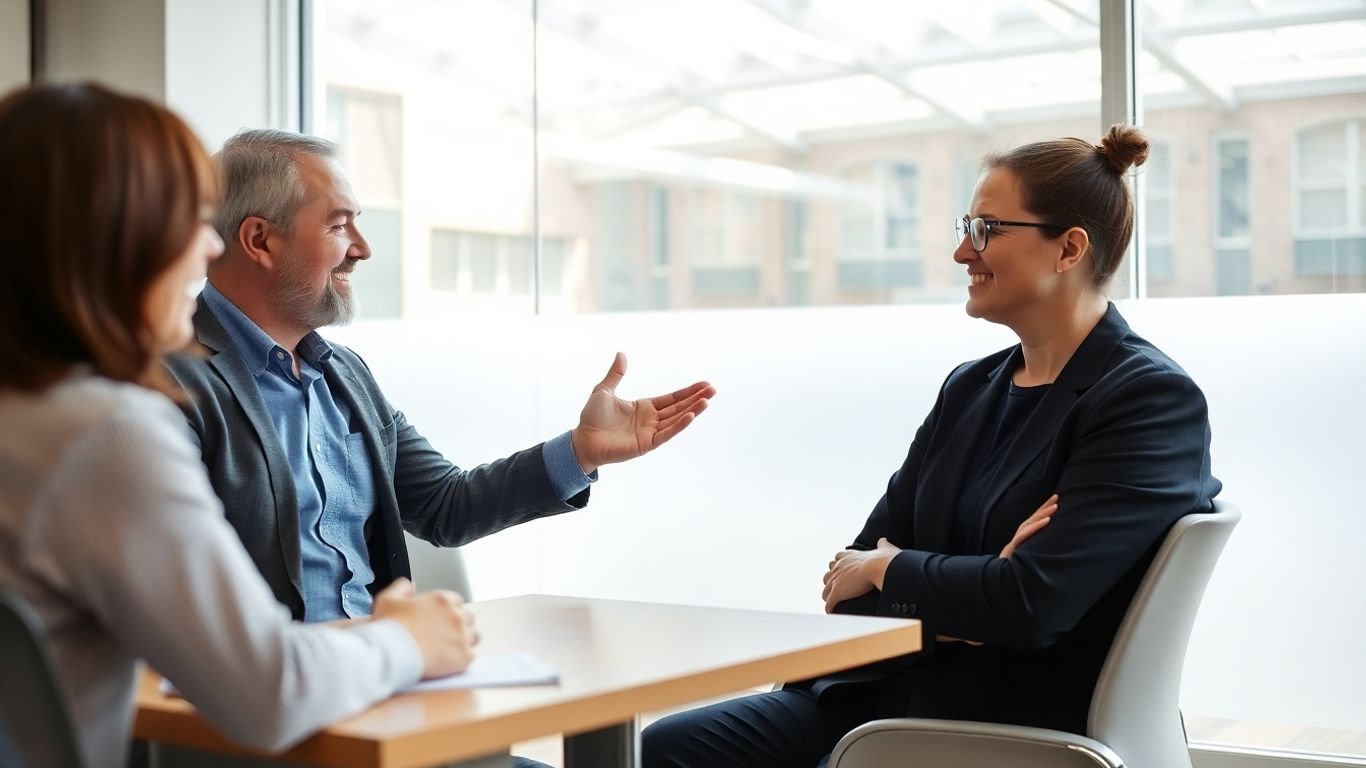 Versicherungsberater spricht mit Kunde im Büro