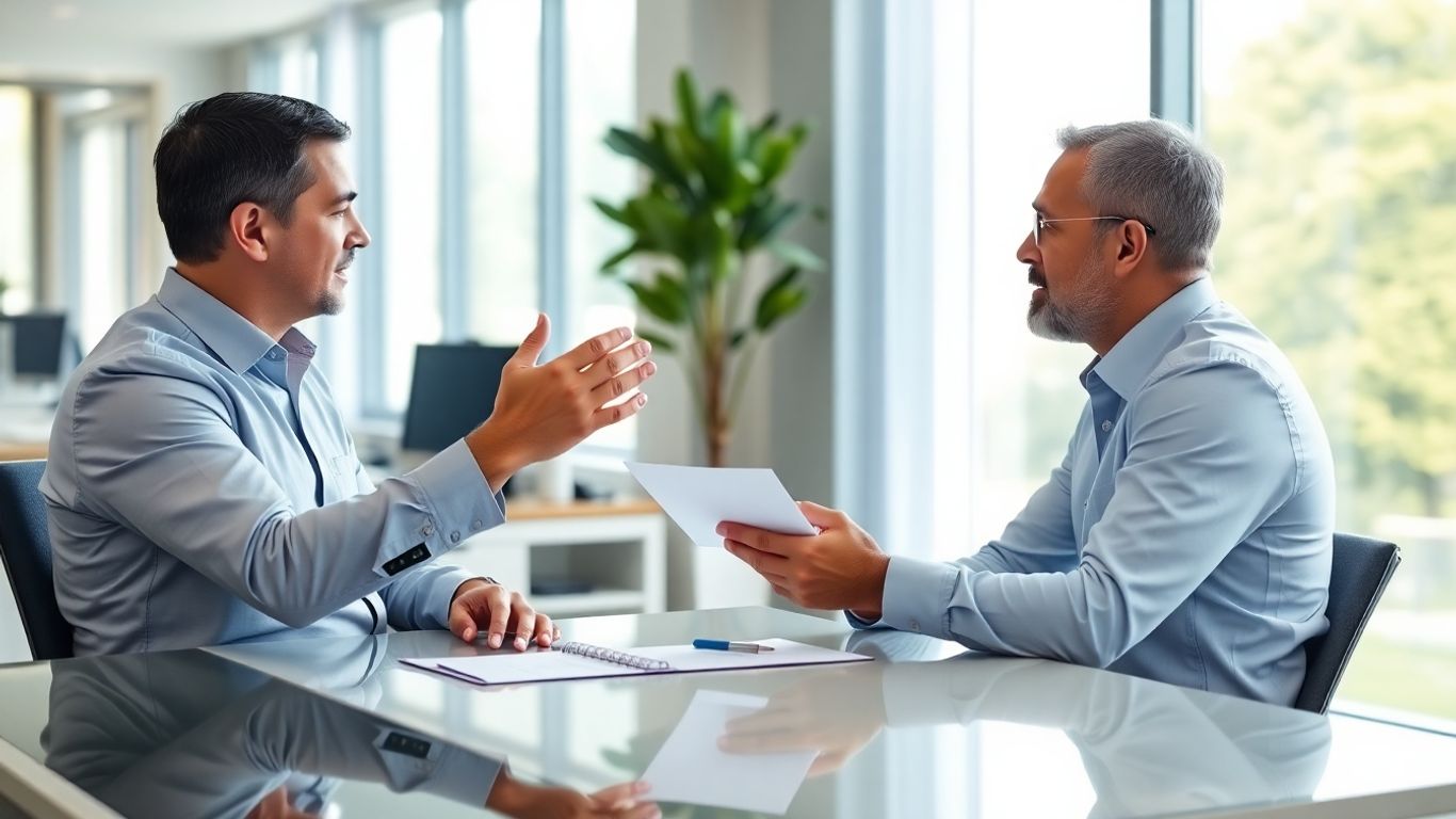 Berufsberater spricht mit Kunde im Büro