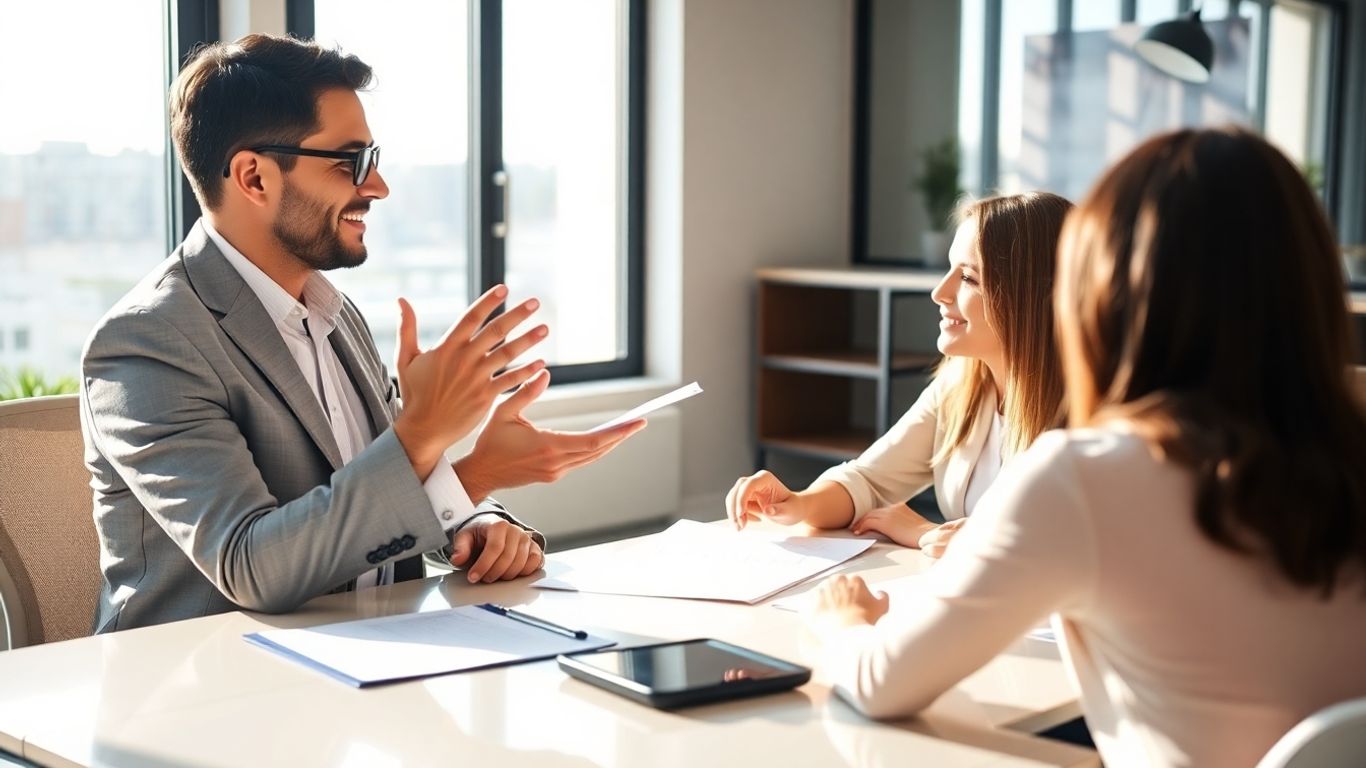 Berater und Kunde im Gespräch im Büro
