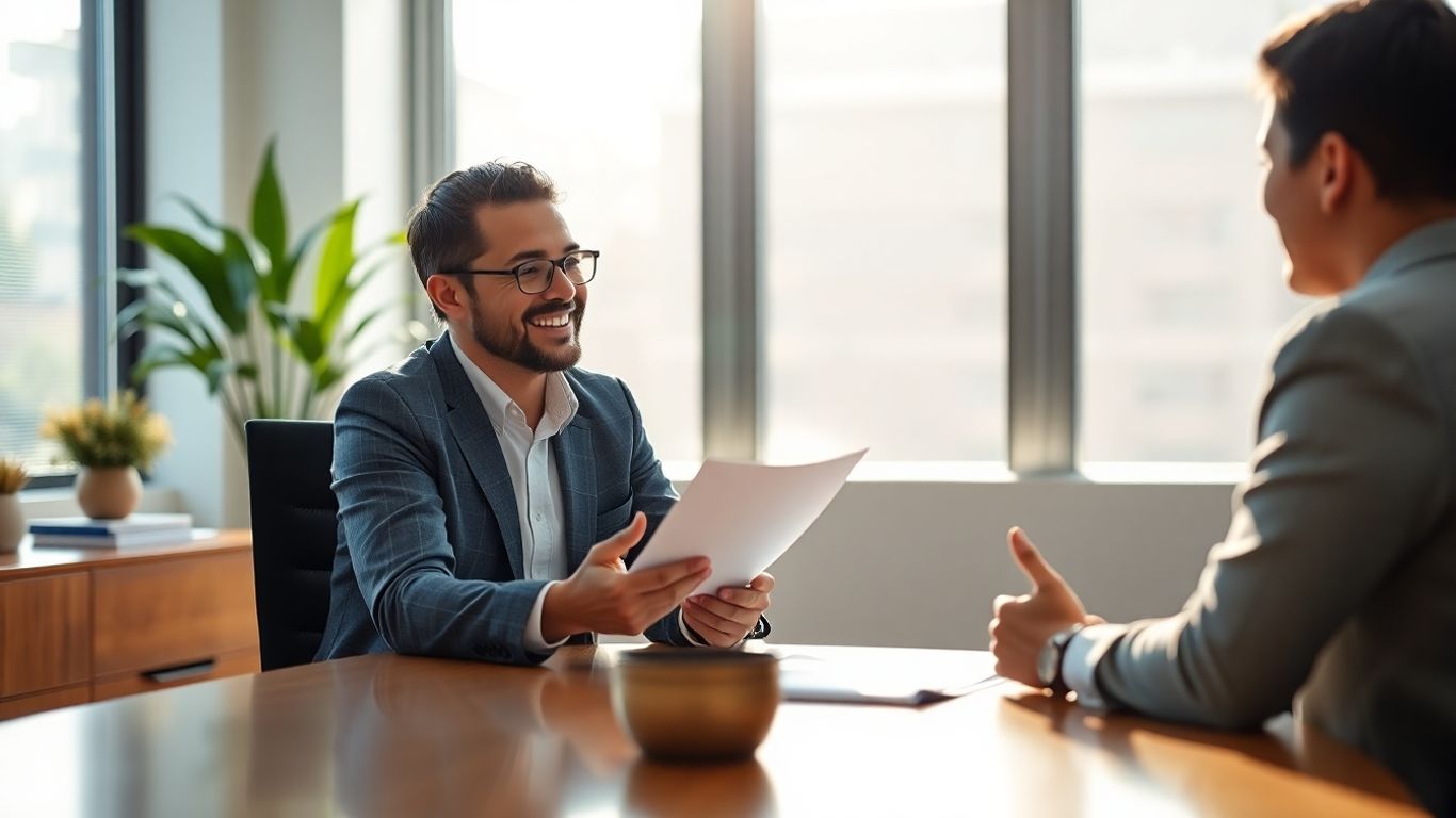 Berater und Kunde im Gespräch im Büro