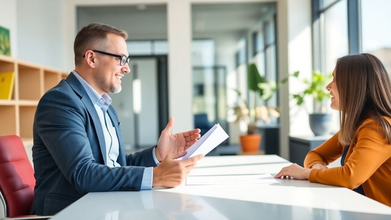 Berater und Kunde im Gespräch im Büro