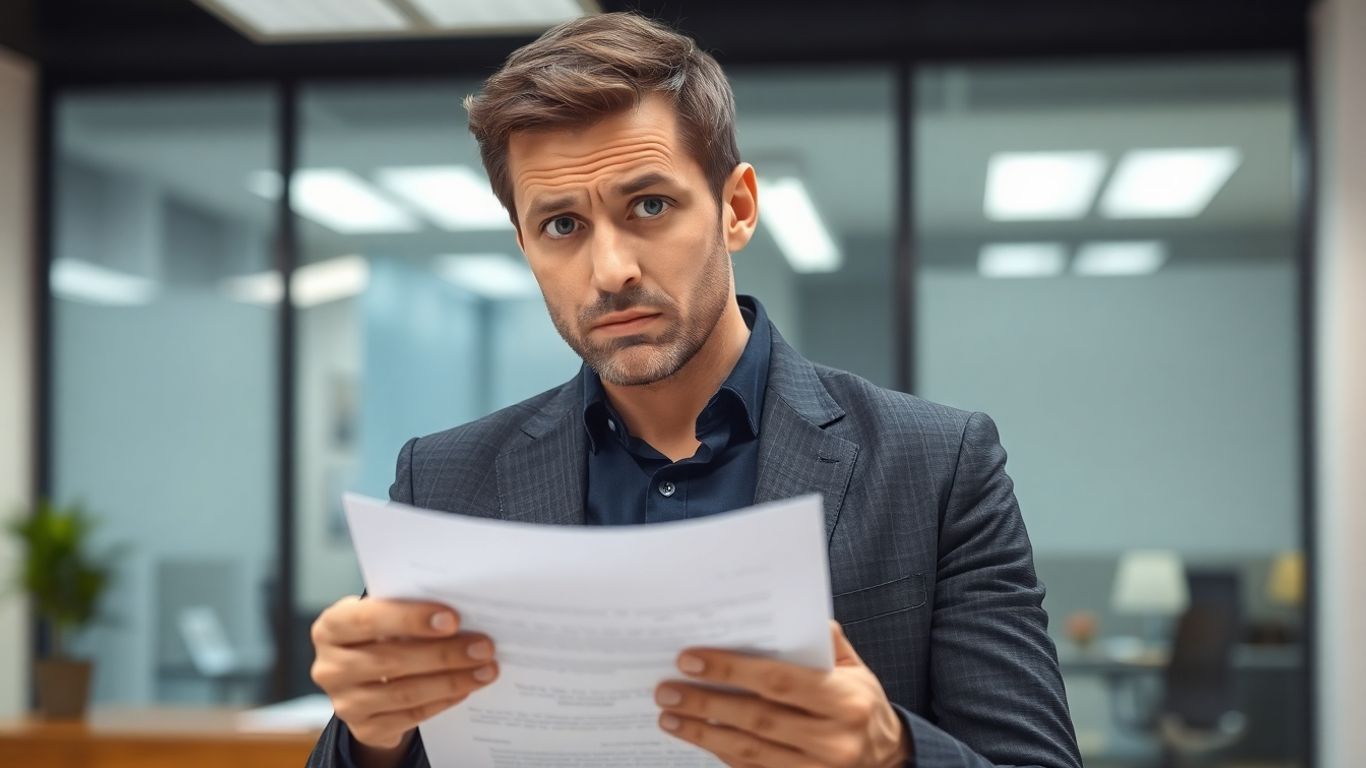 Person hält Dokument mit besorgtem Gesichtsausdruck