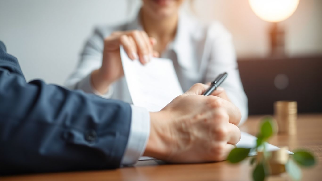 Person unterschreibt Dokument für Berufsunfähigkeitsversicherung