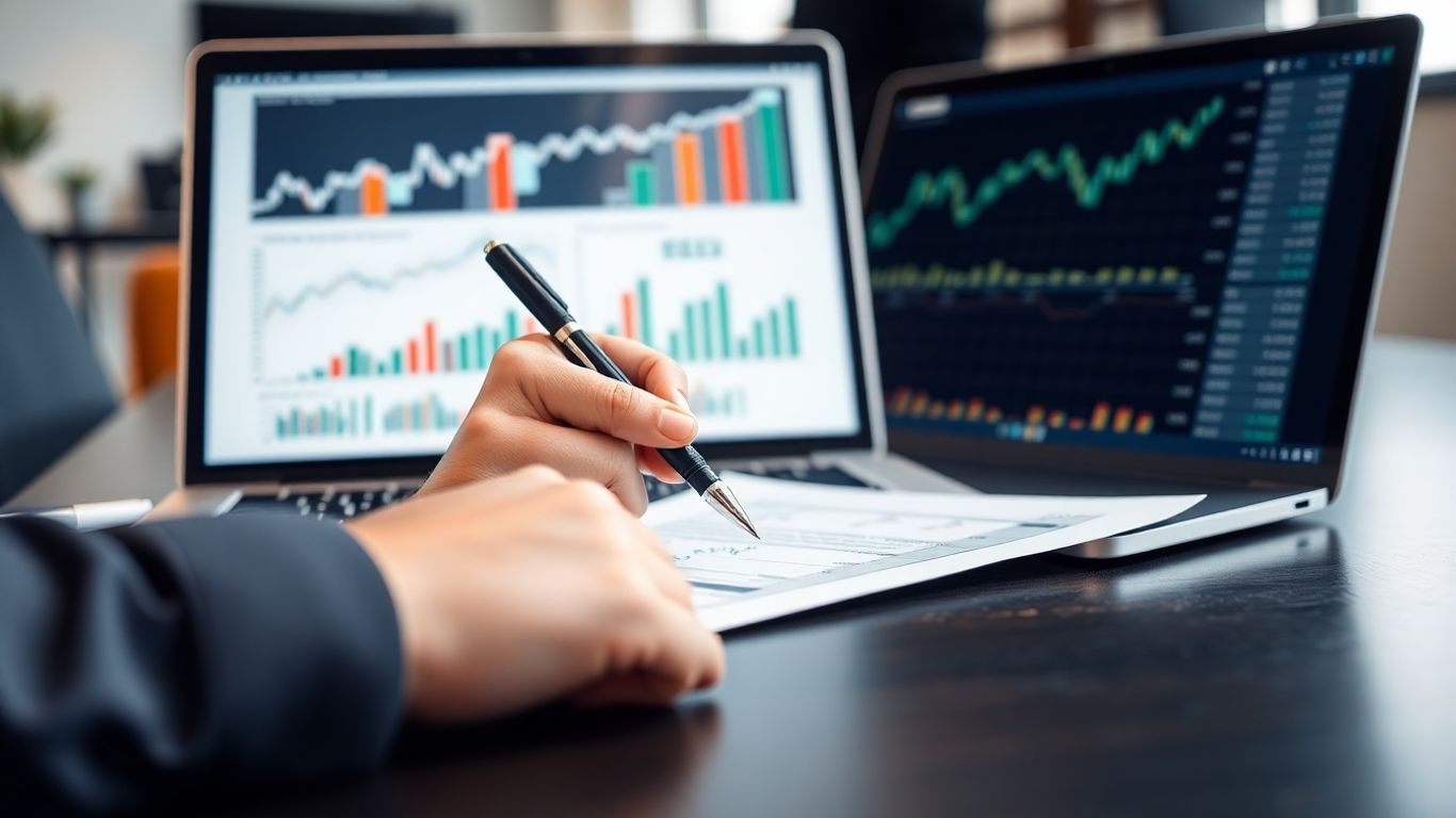 Schreibtisch mit Laptop und Dokumenten für Berufsunfähigkeitsversicherung.