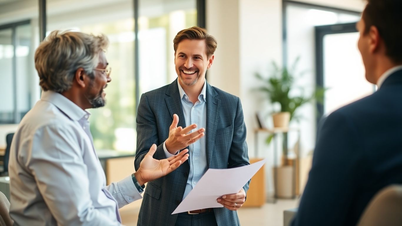 Berater und Kunde im Gespräch über Versicherung
