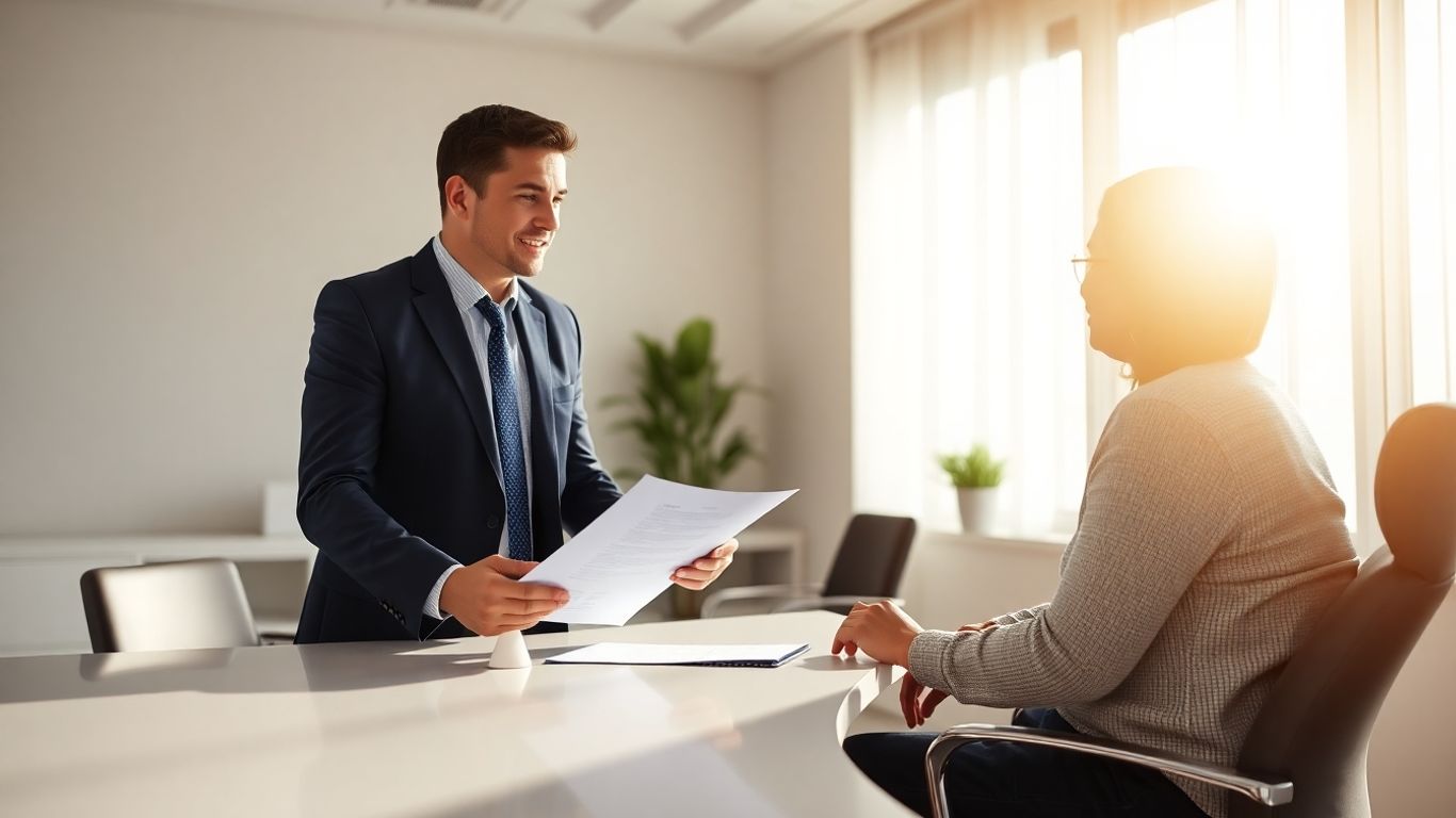 Berufsberater spricht mit Kunde im Büro