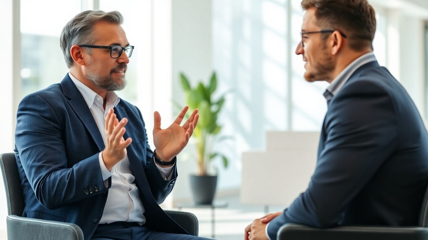 Versicherungsberater und Kunde im Gespräch