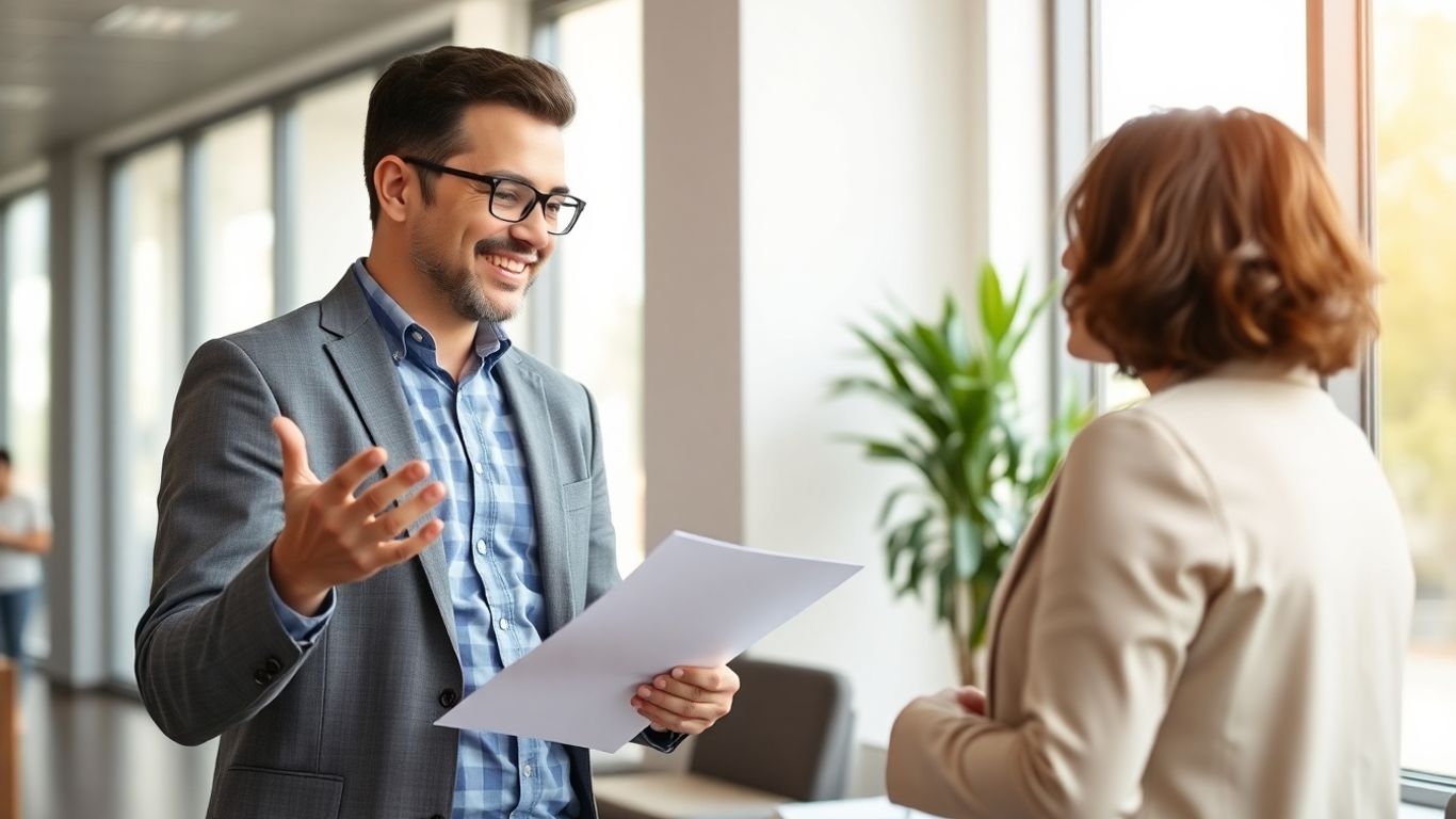 Berater und Kunde im Gespräch über Versicherung