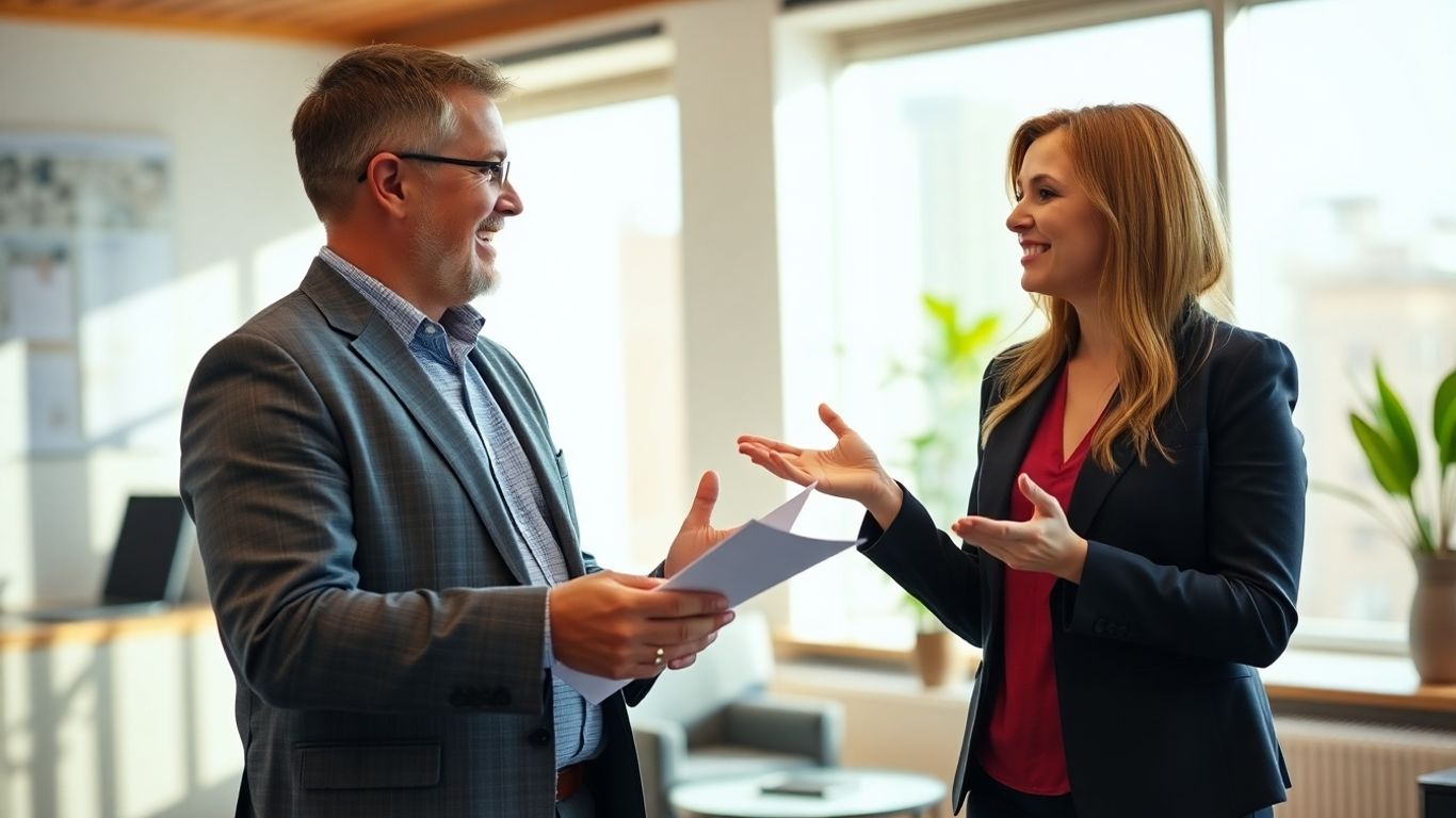 Berater und Kunde im Gespräch im Büro