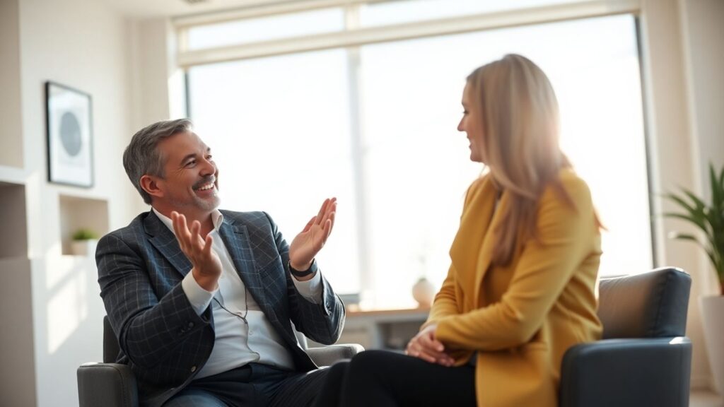 Berufsberater im Gespräch mit Kunde im Büro