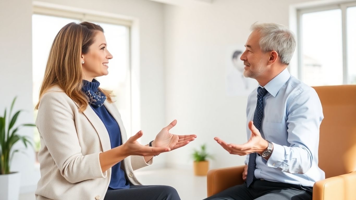 Beraterin spricht mit Kundin über Versicherung