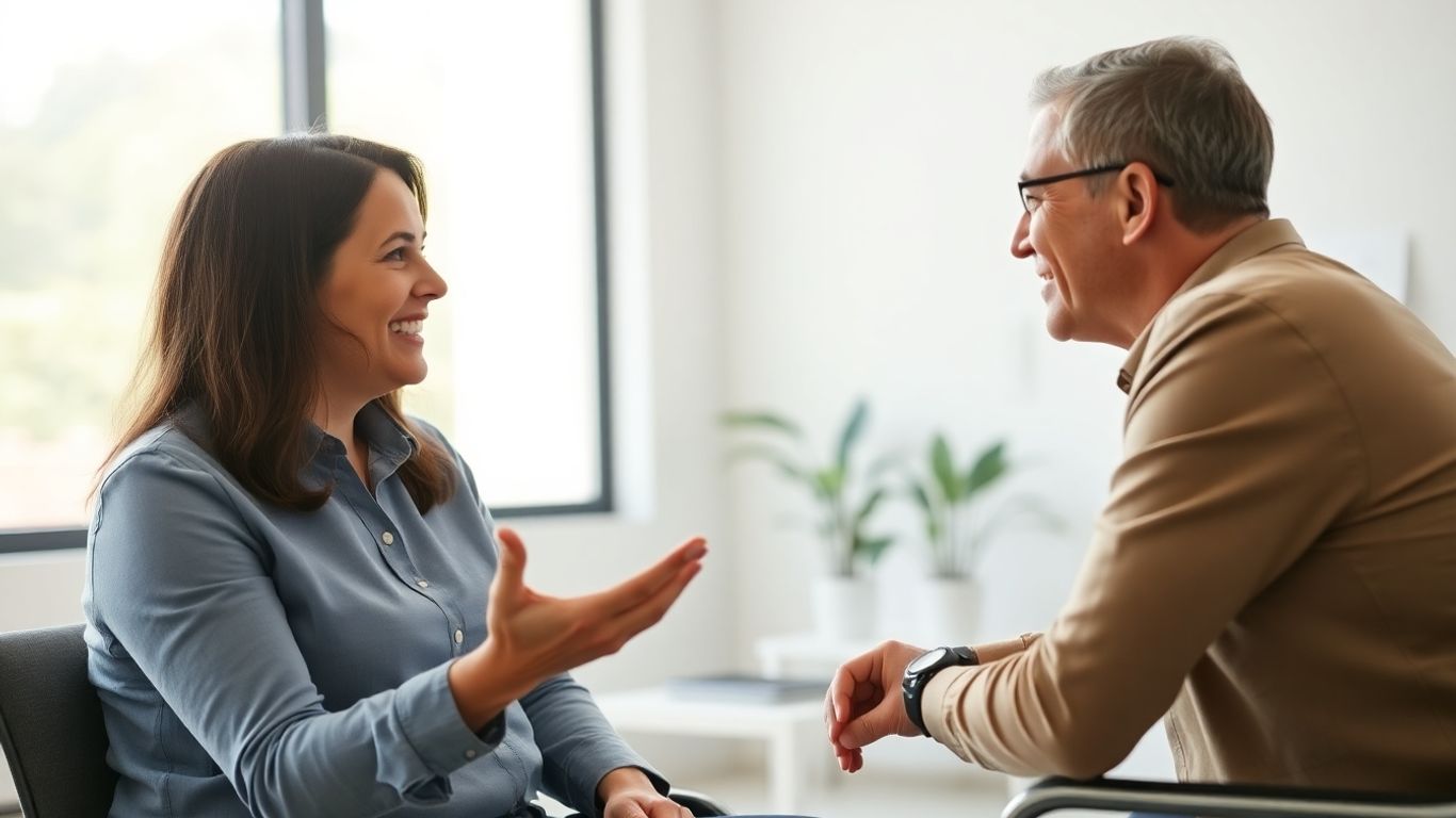 Versicherungsberater und Kunde im Gespräch im Büro