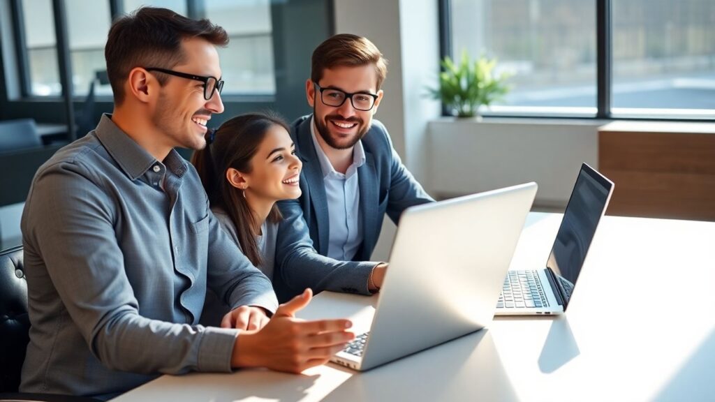 Student und Versicherungsberater im Gespräch im Büro