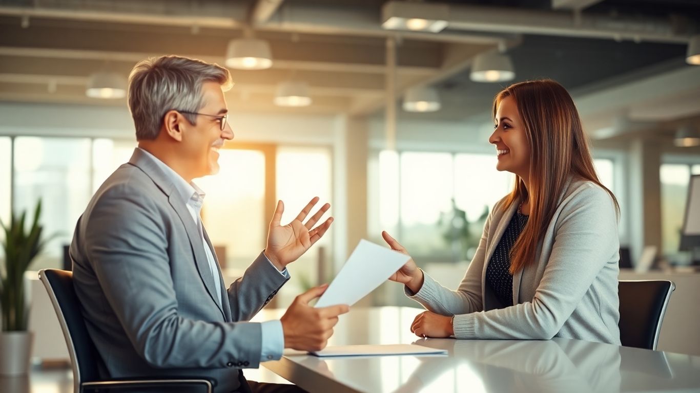 Versicherungsberater und Kunde im Gespräch im Büro