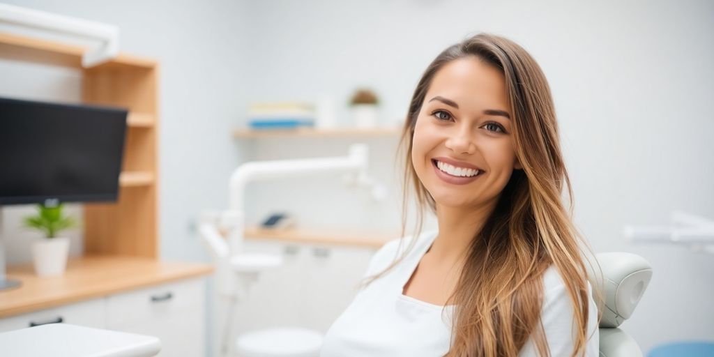 Zahnarzt lächelt in heller Praxis