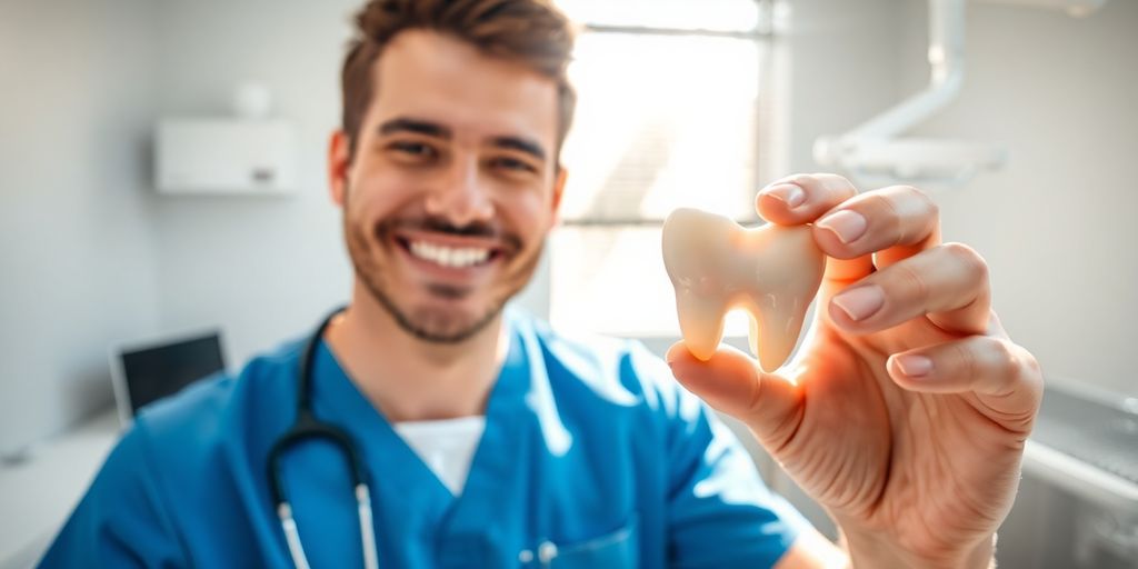 Zahnarzt lächelt in moderner Praxis