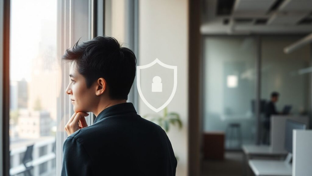 Mann denkt über Berufsunfähigkeit nach