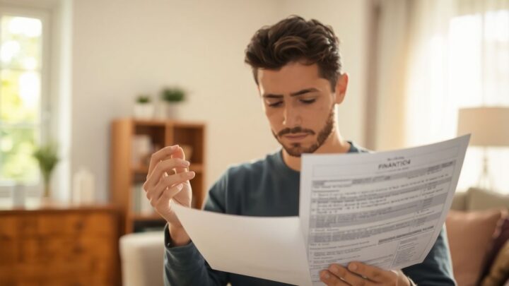 Mann denkt über Einkommenssicherung nach.