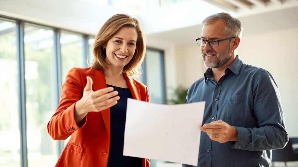Berater und Kunde im Gespräch im Büro