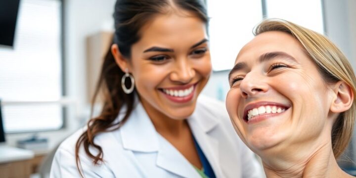 Zahnarzt lächelt in moderner Praxis