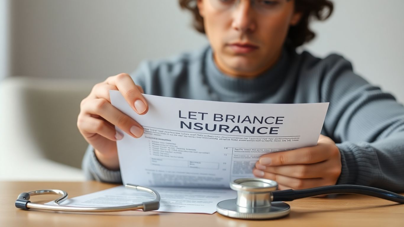 Person mit Krankenversicherungspapieren und Stethoskop