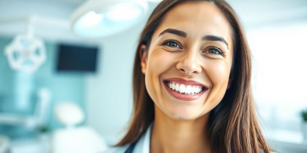 Zahnarzt lächelt in einem modernen Behandlungsraum