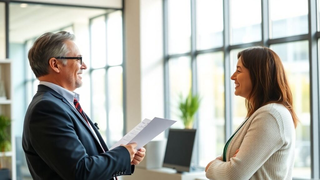 Versicherungsberater und Kunde im Gespräch