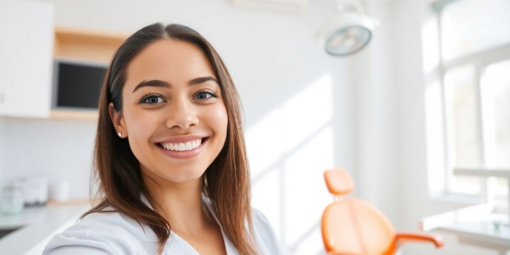 Zahnarzt lächelt in moderner Praxis