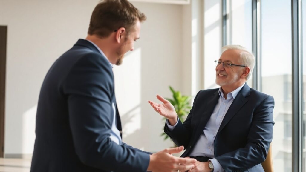 Berater und Kunde im Gespräch im Büro