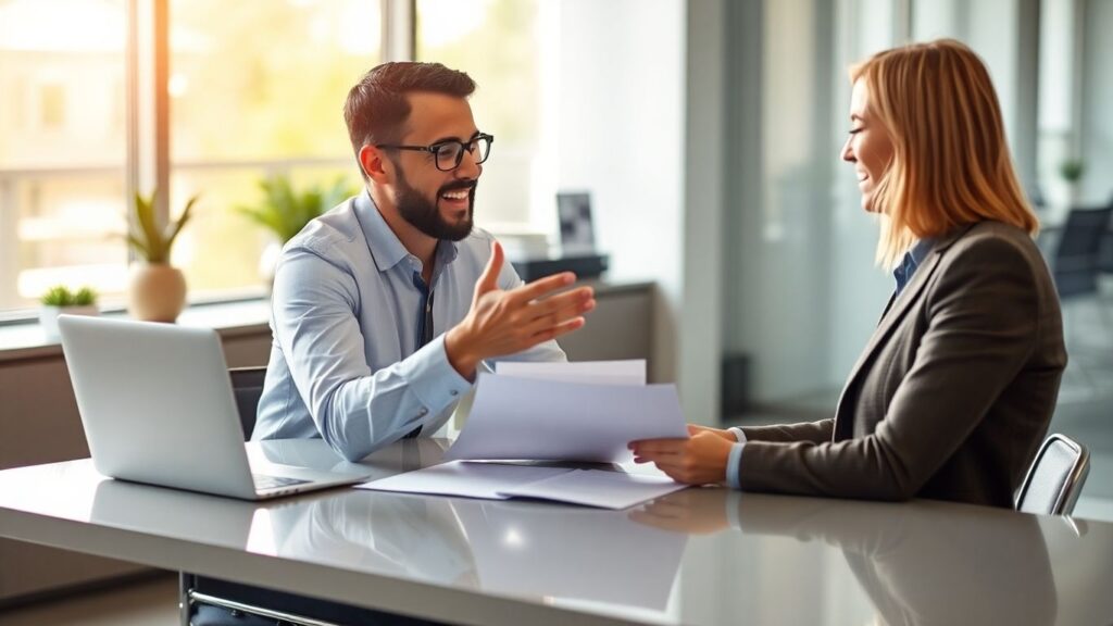 Beratung zur Berufsunfähigkeitsversicherung im modernen Büro