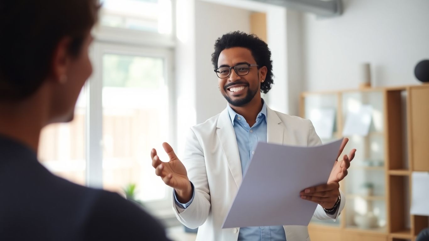 Versicherungsberater und Kunde im Gespräch im Büro