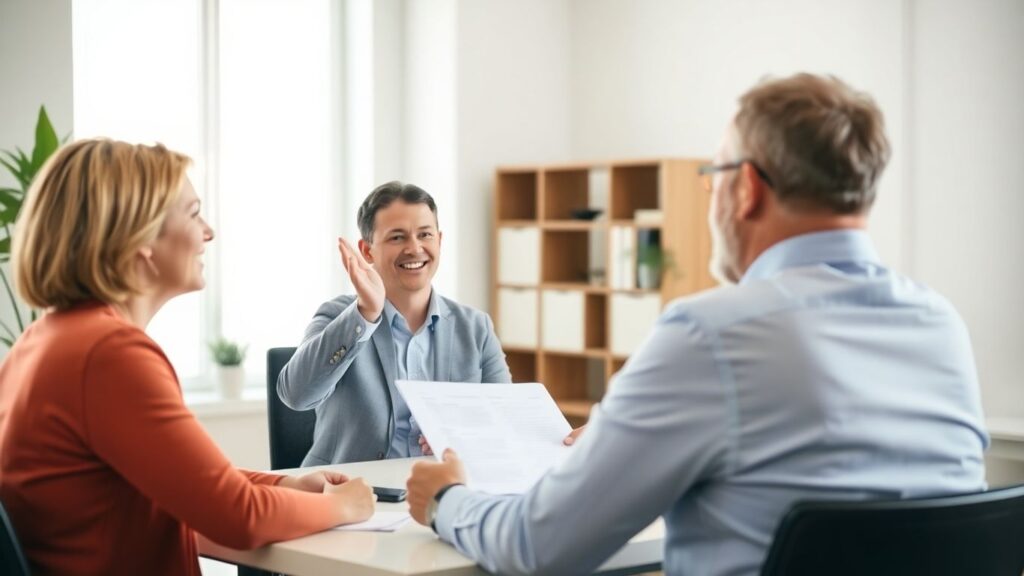 Berater und Kunde im Gespräch im Büro
