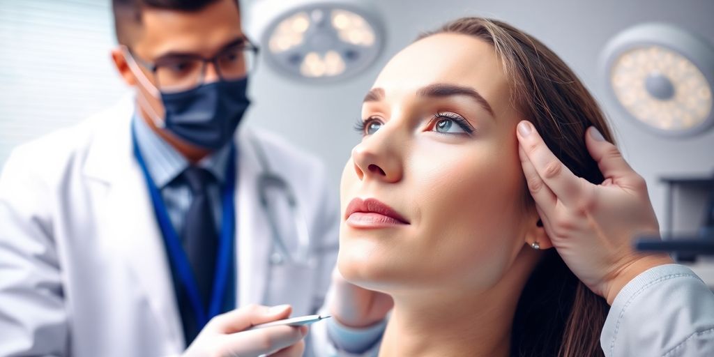 Beratung zwischen plastischem Chirurgen und Patient.