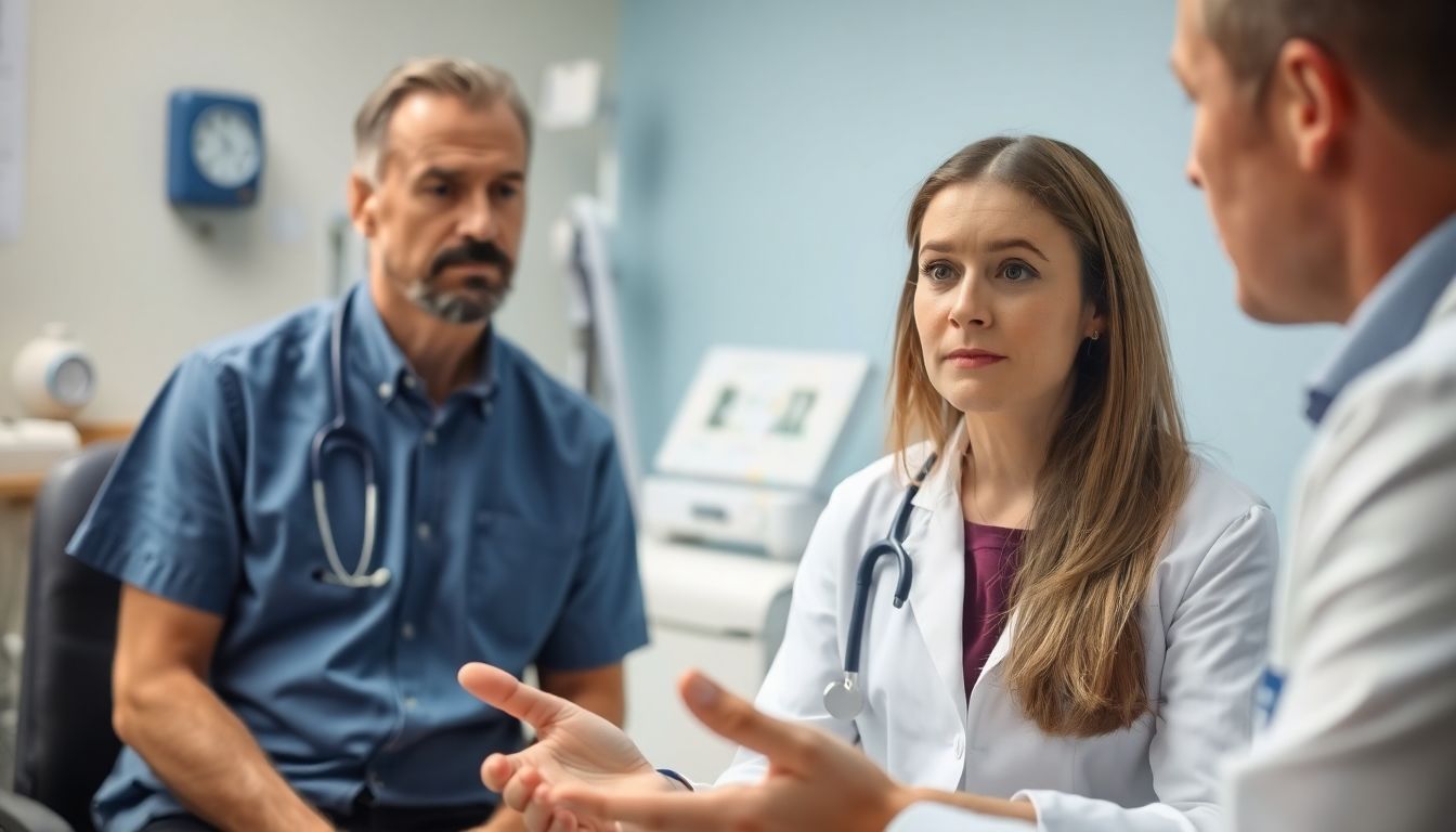 Hirnhautentzündung: Doctor discussing meningitis with a concerned patient.