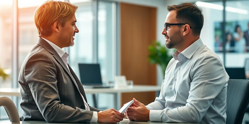 Beratungsgespräch zur Motorsporthaftpflichtversicherung im Büro.