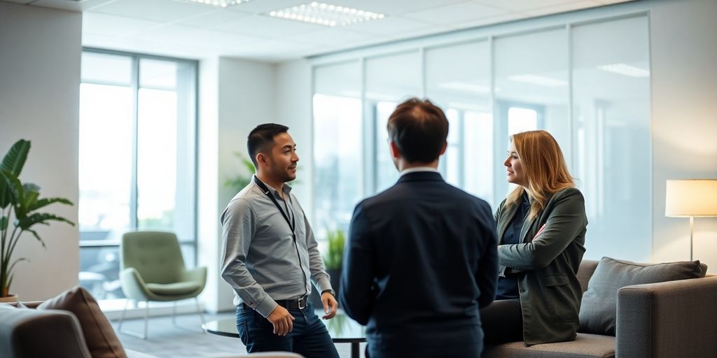 Beratungsgespräch zur Motorsporthaftpflichtversicherung im Büro.