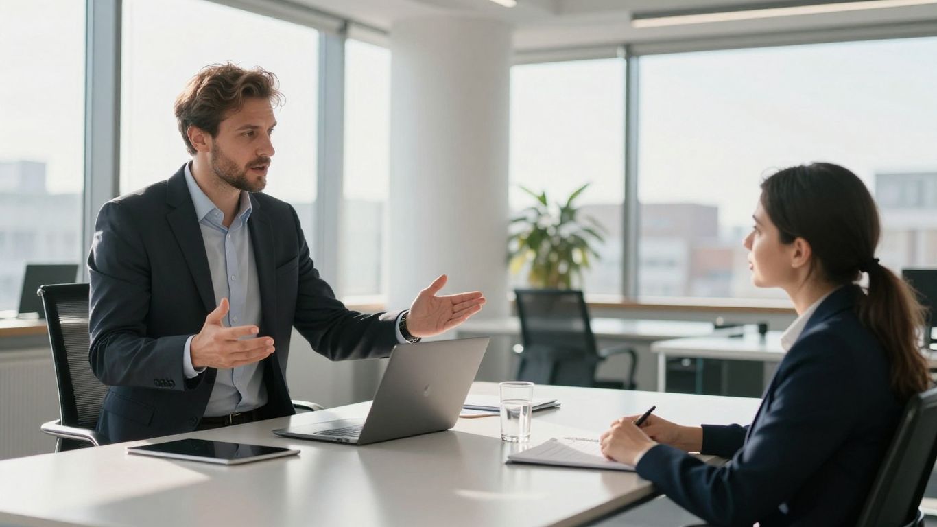 Berater und Kunde im Gespräch im Büro