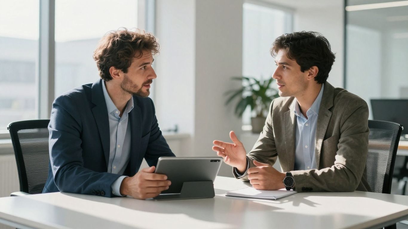 Berater und Klient im Gespräch im Büro