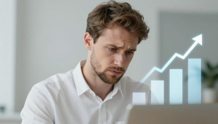 Man looking sadly at rising costs.